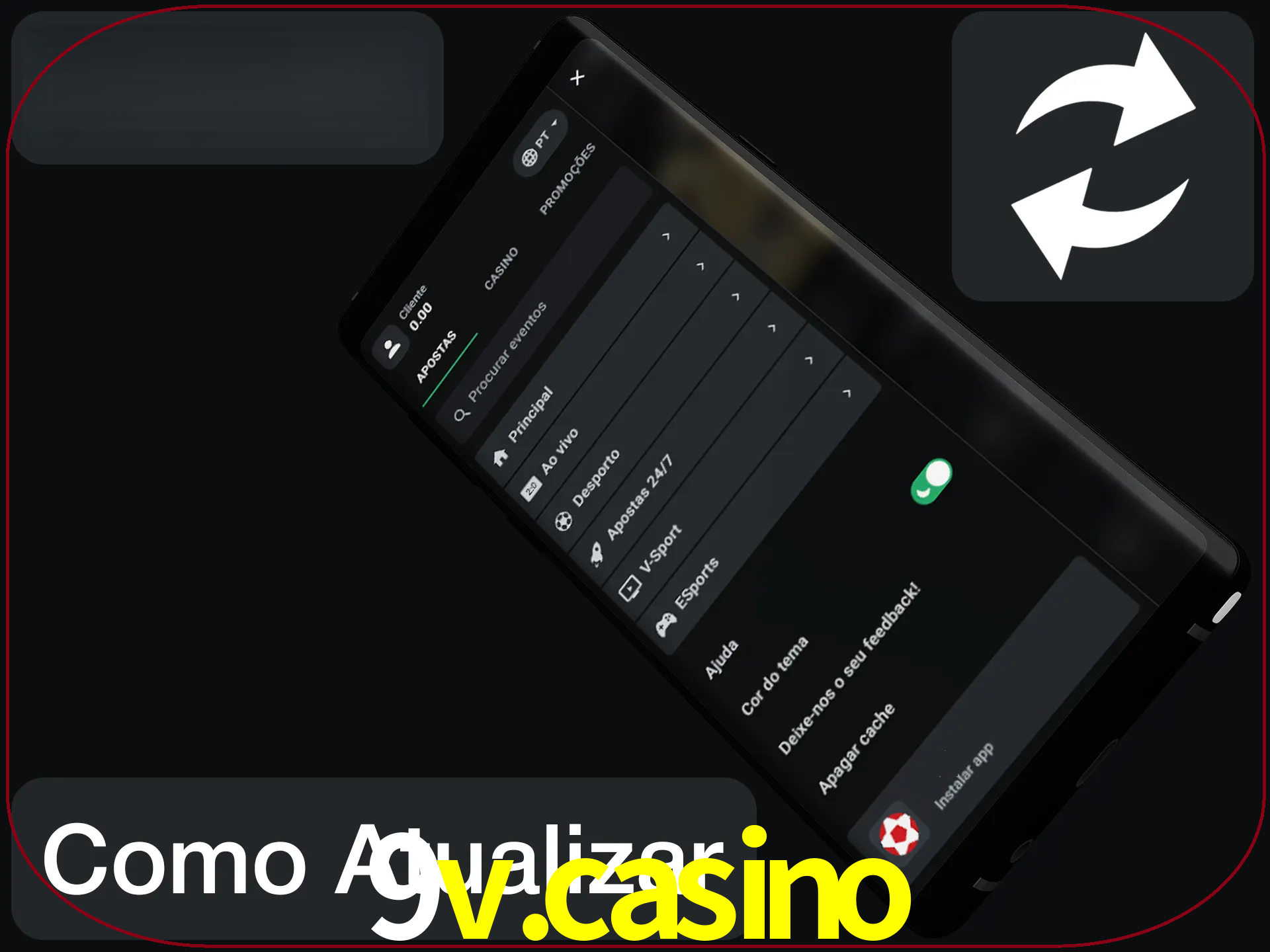 O aplicativo é atualizado automaticamente quando você faz o login.